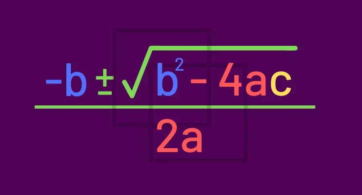 The quadratic formula: x equals negative b plus or minus the square root of b squared minus 4ac, all over 2a